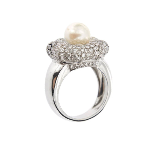 Bague 57 Bague Fleur perle et diamants 58 Facettes 10510