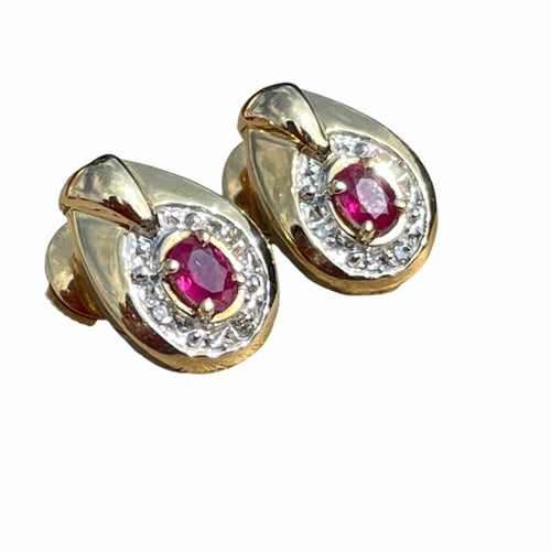 Boucles d'oreilles Boucles d’oreilles or jaune 18K, rubis, diamants 58 Facettes 120