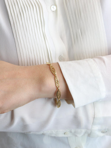 Bracelet Bracelet chaîne maille filigrane or jaune 58 Facettes 1152.1