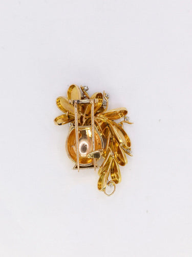 Broche Broche vintage pot de fleurs or jaune platine diamants 58 Facettes 1028.11