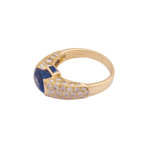 Bague 60 Bague vintage O.J. Perrin or jaune, diamants, saphirs. 58 Facettes 34239