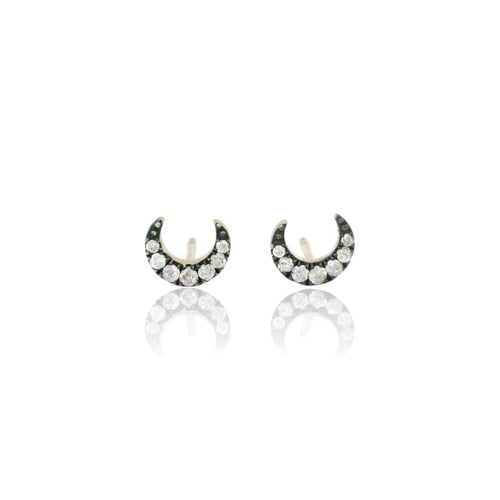 Boucles d'oreilles Boucles d'oreilles Lune Antique en or blanc et diamants 58 Facettes