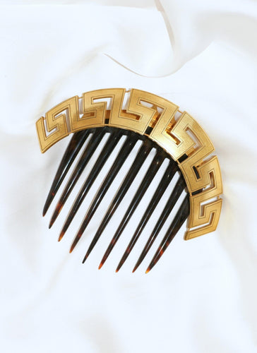 Peigne grec Méandre or jaune et écaille 58 Facettes