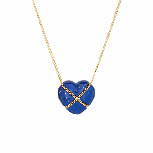 Collier Tiffany & Co - Collier vintage en or jaune et lapis-lazuli Cross My Heart 58 Facettes G13976