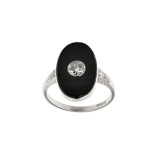 Bague Art Déco avec onyx et diamants