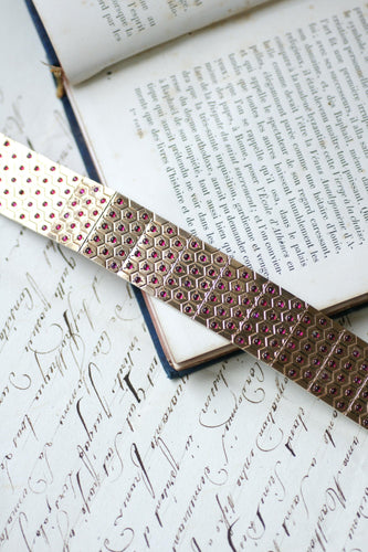 Bracelet Bracelet Ruban Art Déco, Rubis sur Or Rose et Argent 58 Facettes