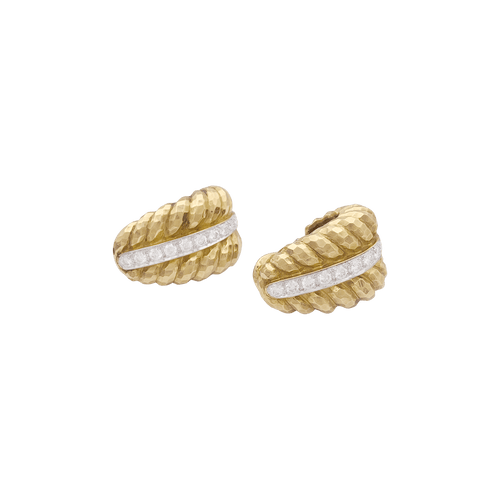 Boucles d'oreilles Clips vintage David Webb, platine, or jaune, diamants. 58 Facettes 34426