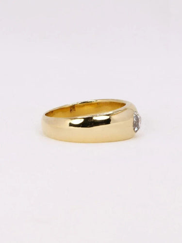 Bague 54 Bague jonc or jaune diamant coussin 0,4 ct 58 Facettes J375