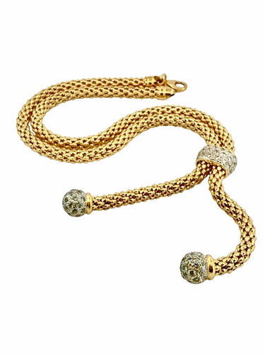 Collier Collier maille popocorn à pompom en or 18 carats 58 Facettes