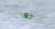 Bague 56 Bague Or Jaune Emeraude 1,52 Ct et Diamants 58 Facettes