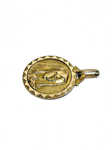 Pendentif MÉDAILLE en or champagne de la VIERGE 58 Facettes