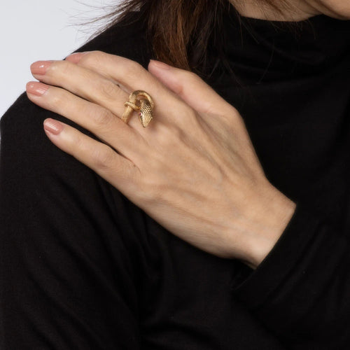 Bague 54 Bague Serpent Vintage Or Jaune Grand Serpent Enroulé 58 Facettes G13428