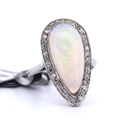 Bague 53 Opale ajourée Art Déco 58 Facettes