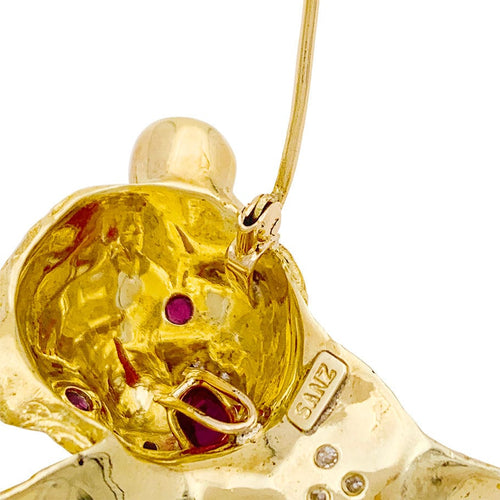Broche Broche Sanz, "Tigre", or jaune, diamants, rubis, émail. 58 Facettes 33828