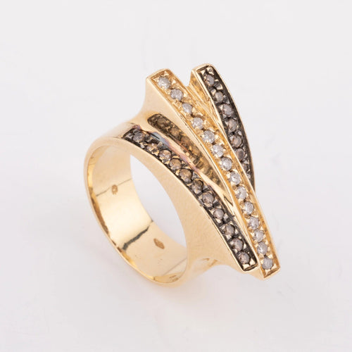 Bague 53 Bague bandeau or jaune et diamant cognacs 58 Facettes