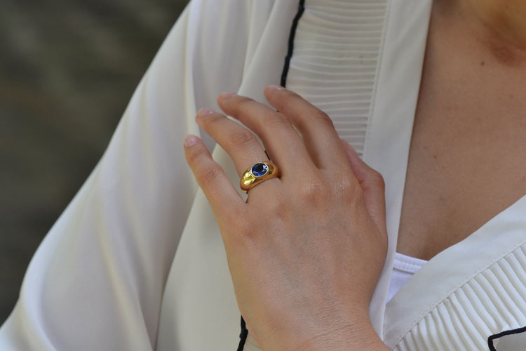 Bague 50.5 Bague jonc saphir en or 18k 58 Facettes 26964