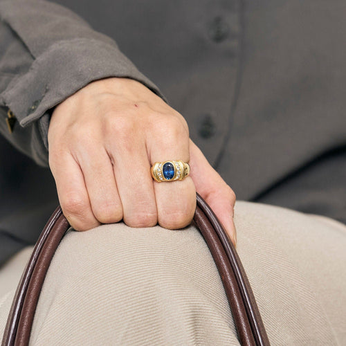 Bague 51,5 Bague or jaune, saphir et diamants 58 Facettes ROM1090