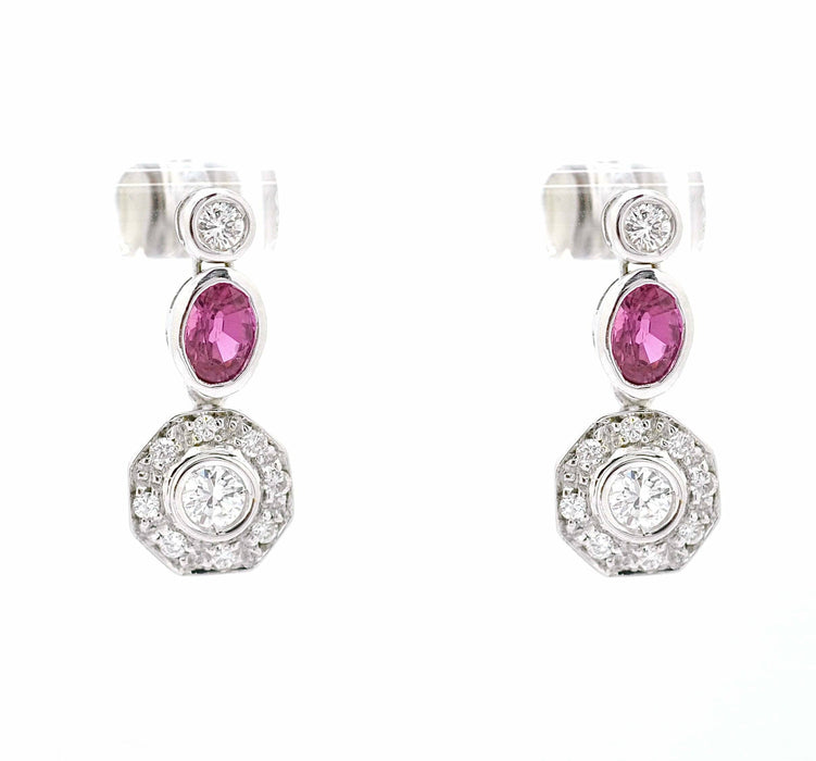 Boucles d'oreilles Orecchini rubini e diamanti, in oro bianco ct 750 58 Facettes