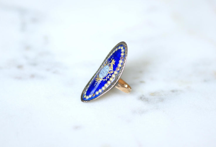 Bague 50.5 Bague XVIIIe Siècle Email Or et Argent 58 Facettes