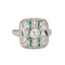 Bague 57 Bague Art Déco vintage en or blanc avec diamants et émeraude 58 Facettes G13914