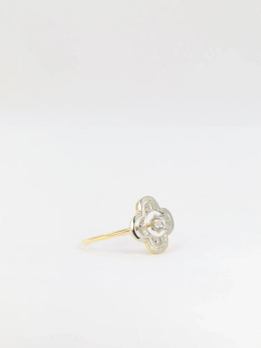 Bague Bague trèfle en or et pierre blanche 58 Facettes 451