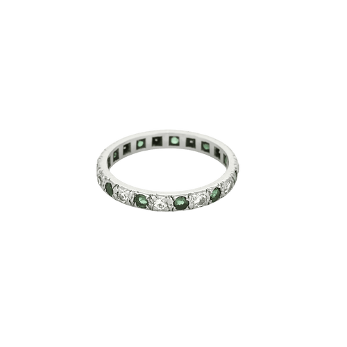 Amerikkalainen Vihkisormus sormus timanteilla ja smaragdeilla 