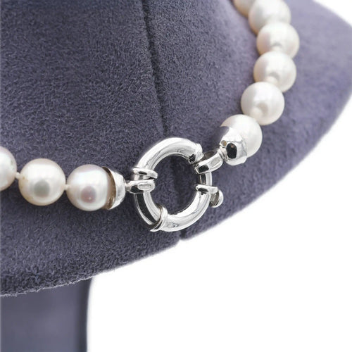 Collier Collier de perles japonaises avec fermoir en or blanc 58 Facettes