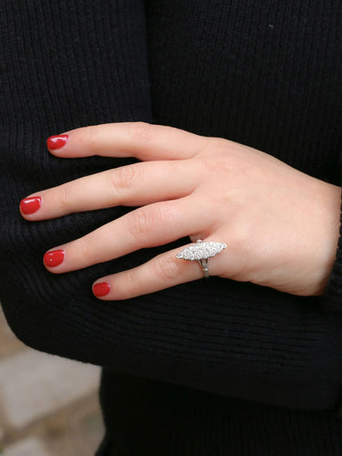 Bague 50 Bague marquise vintage or blanc diamants 58 Facettes J129