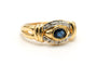 Bague 53 Bague contemporaine en or jaune et blanc 18k sertie d'un saphir et de diamants 58 Facettes 23174