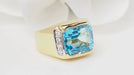 Bague 52 Bague en or jaune, Topaze bleue et diamants 58 Facettes 32748