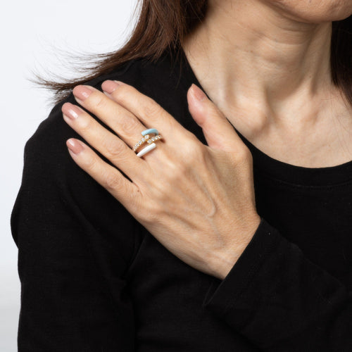 Bague Bague Melissa Kaye en or jaune 18 carats avec diamant 1 carat et émail, bijouterie fine 58 Facettes G14021