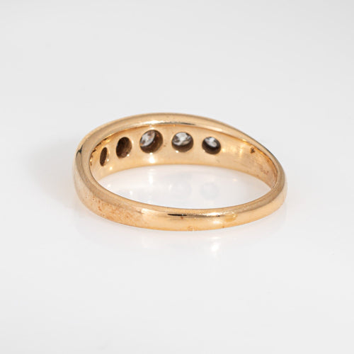 Bague Bague victorienne antique à 5 diamants en or jaune 14 carats, taille 8,5, taille ancienne 58 Facettes G13948