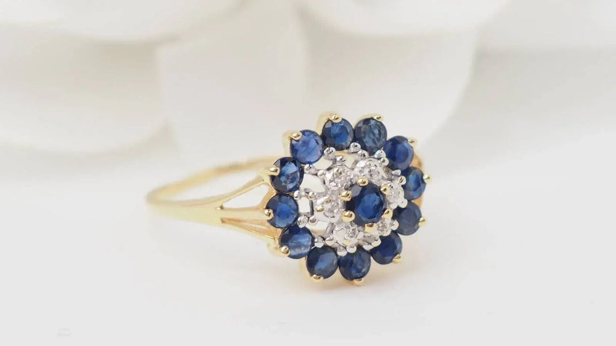 Bague Bague marguerite saphirs et diamants 58 Facettes 32903