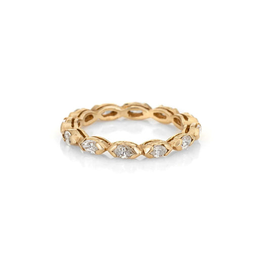 Bague 47 Yellow Gold Marquise Diamond Eternity Ring Vintage 58 Facettes G12166