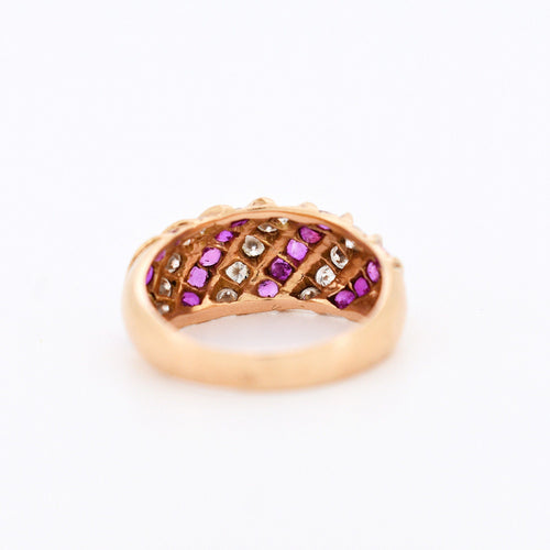 Bague 54 Bague Jonc Or 18k Diamants et Rubis naturels 58 Facettes