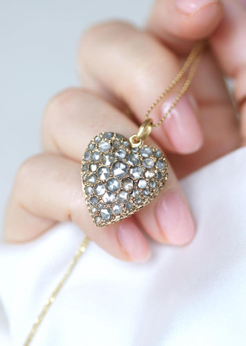Pendentif Pendentif Ancien Cœur Diamants sur Or Rose 58 Facettes