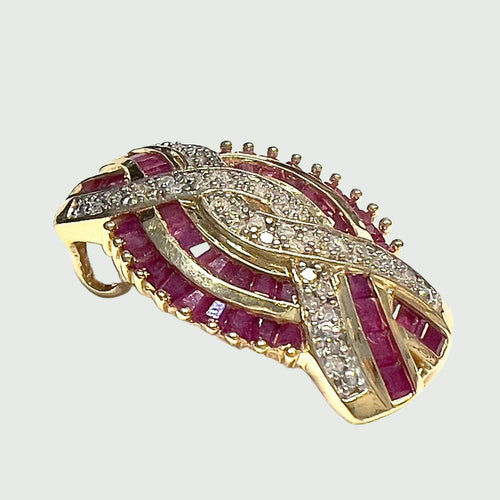 Pendentif PENDENTIF CONTEMPORAIN DU XXE SIÈCLE en OR 18 carats avec DIAMANTS et RUBIS 58 Facettes Q716A