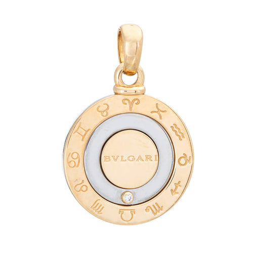 Pendentif Pendentif Bulgari Zodiaque Vintage en or 18 carats, acier et diamants, bijou signé 58 Facettes G14182