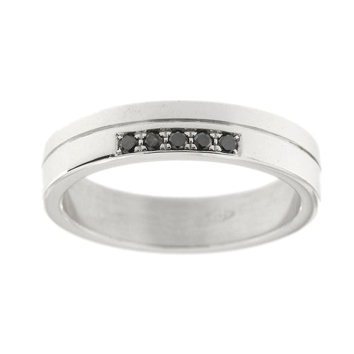 Bague 58 Alliance avec diamants noirs 58 Facettes 28390