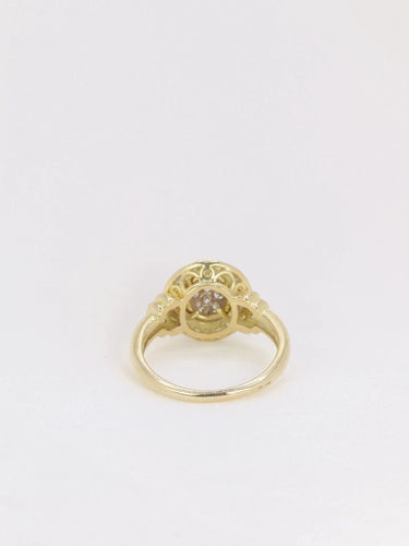 Bague 56 Bague vintage ovale en or pavée de diamants 58 Facettes J123