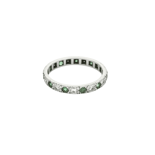 Amerikkalainen Vihkisormus sormus timanteilla ja smaragdeilla 