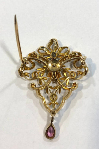 Broche Broche ancienne or jaune perles et diamant 58 Facettes