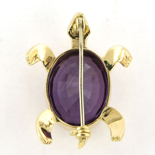 Broche Broche en or jaune en forme de tortue, améthyste et diamants 58 Facettes