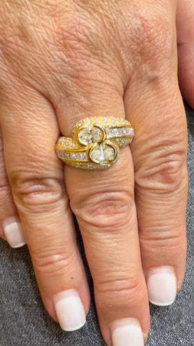 Bague 58 Bague bombée Toi et Moi en or jaune et diamants 58 Facettes