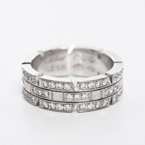 Bague 49 CARTIER - Bague Tank or blanc et diamants 58 Facettes 89048