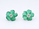Boucles d'oreilles Boucles d'oreilles en or 0,18 carat ornées d'une fleur précieuse verte et de gros diamants 58 Facettes 2259
