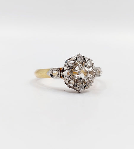 Bague 52.5 Bague marguerite victorienne or jaune, diamants taille rose (circa 1890) 58 Facettes A06138