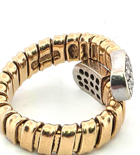 Bague 54 Bague à maillons souples en or jaune et or blanc avec diamants 58 Facettes