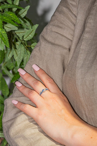 Bague 56 Bague Or blanc Saphir, Diamant 58 Facettes 3124049CN