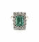 Bague 55 Bague en or blanc 18 carats avec émeraude et diamants 58 Facettes